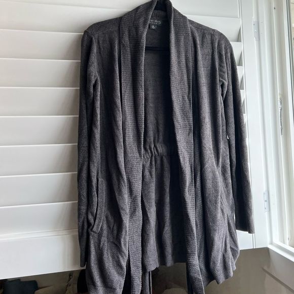 BAREFOOT DREAMS CozyChic Drape Rib Cardigan Ultra Lite Carbon Gray - Picture 15 of 16